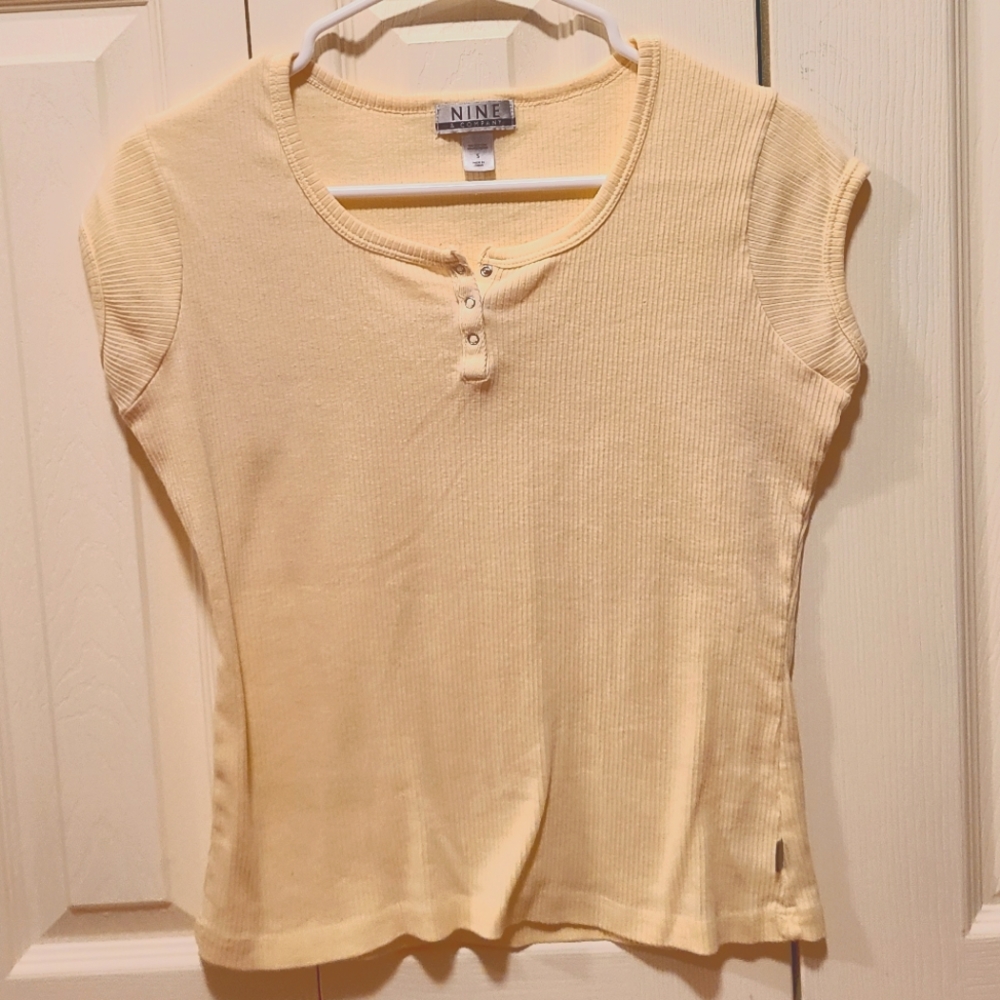 Nine & Company Yellow Ribbed Tee